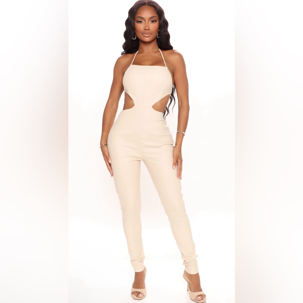 Fashion Nova- On My Best Behavior Faux Leather Jumpsuit